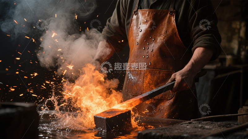 高清大图下载【趣麦麦图】铁匠打铁技艺传承