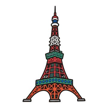 日本东京塔手绘插画2