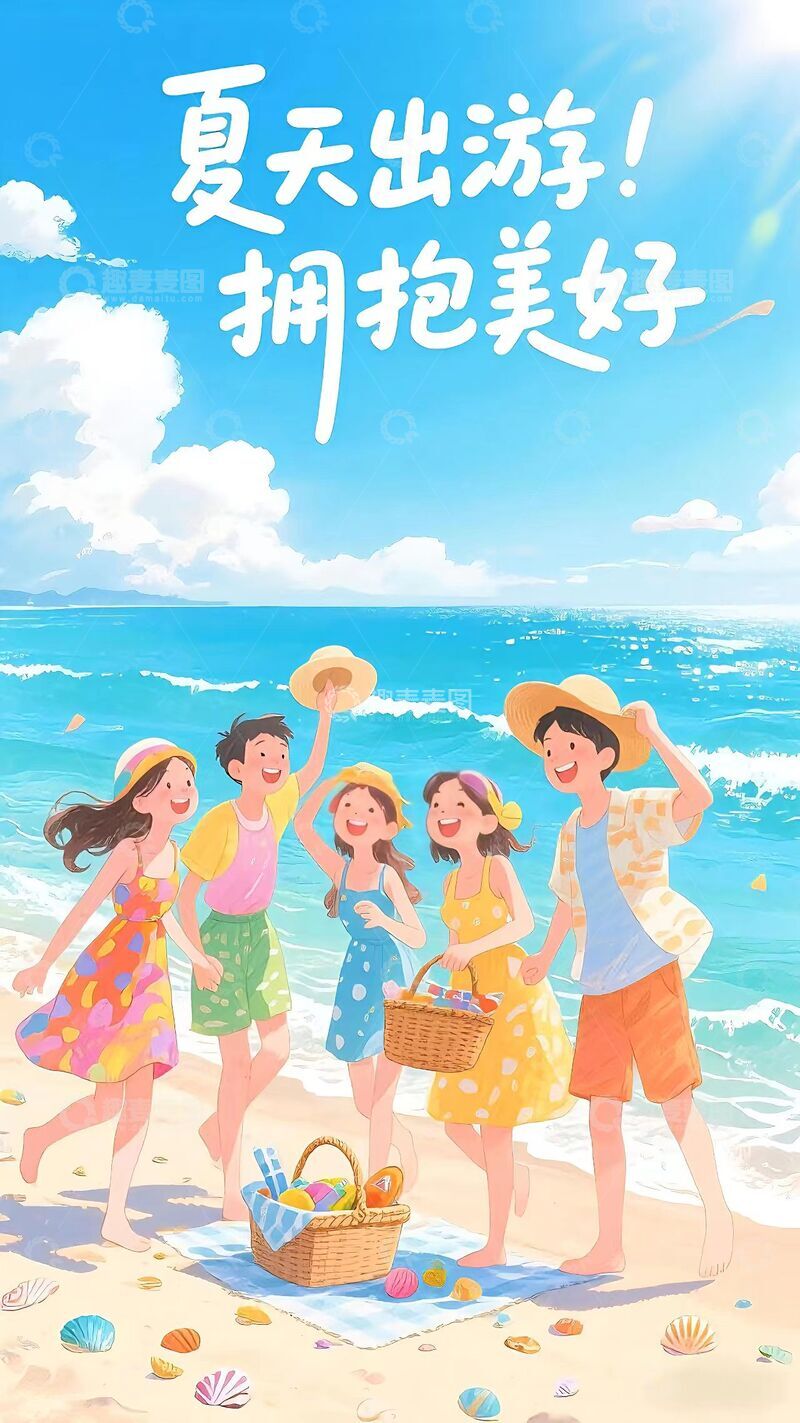 高清大图下载【趣麦麦图】夏日海边出游