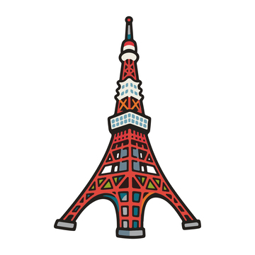 日本东京塔手绘插画1