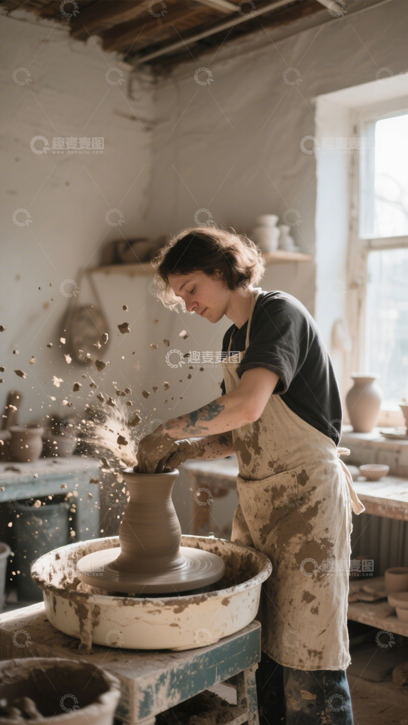 高清大图下载【趣麦麦图】陶艺拉坯打光记录1