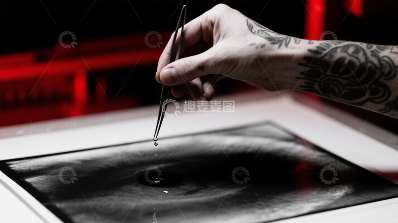 高清大图下载【趣麦麦图】暗房摄影红光灯影1