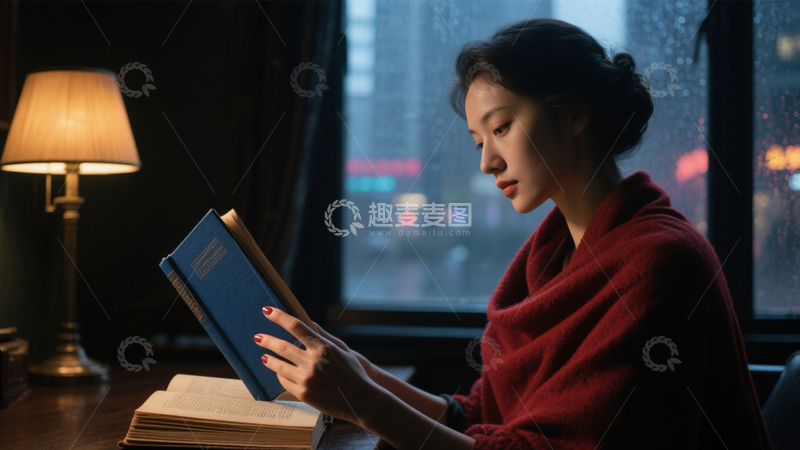 高清大图下载【趣麦麦图】雨夜阅读静谧时光2