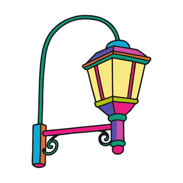 路灯手绘插画