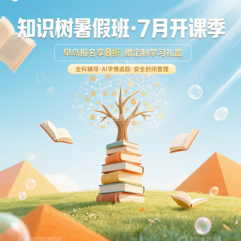 暑假补习班招生海报