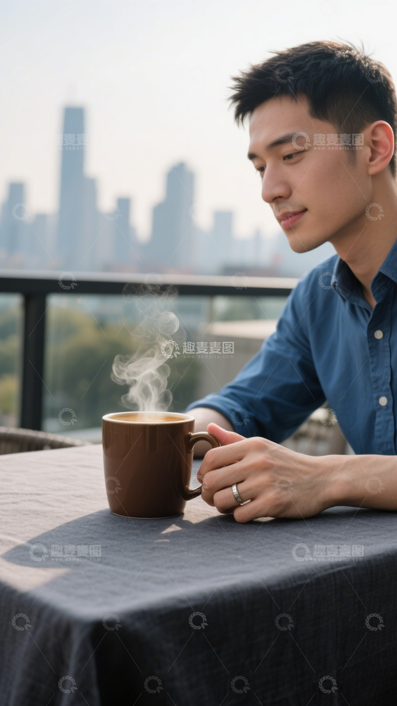 高清大图下载【趣麦麦图】天台咖啡城市时光1