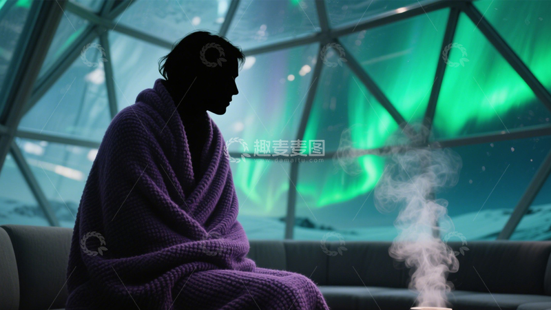 高清大图下载【趣麦麦图】极光玻璃屋浪漫时光