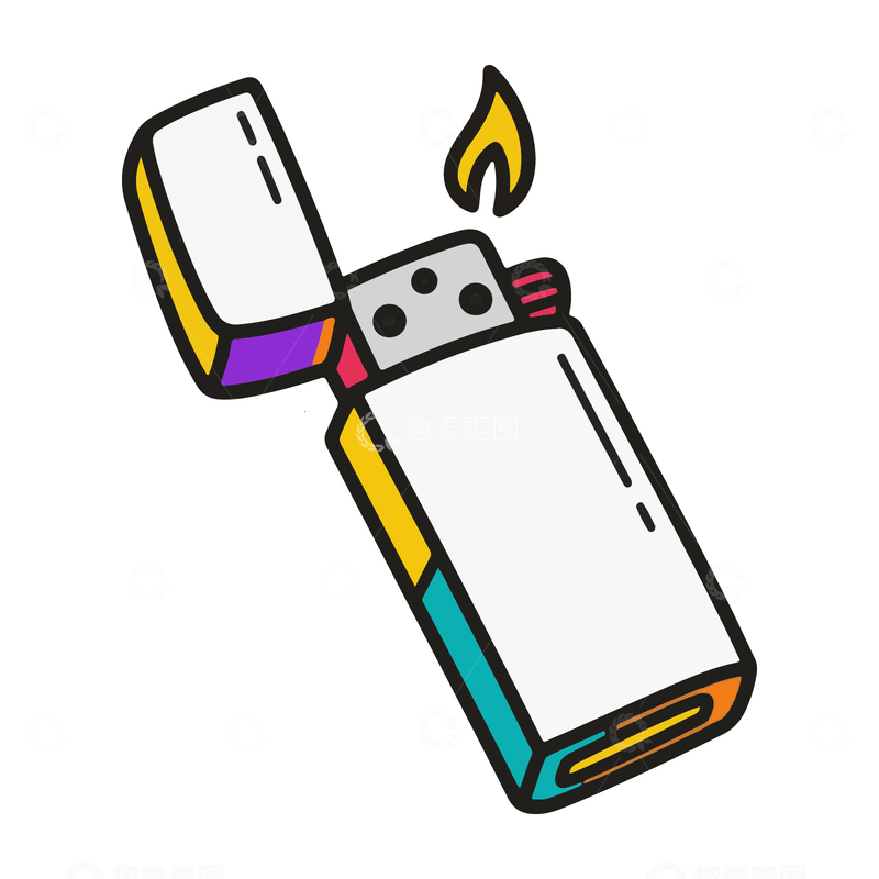 源文件下载【趣麦麦图】打火机卡通手绘插画