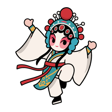 京剧人物武旦手绘插画