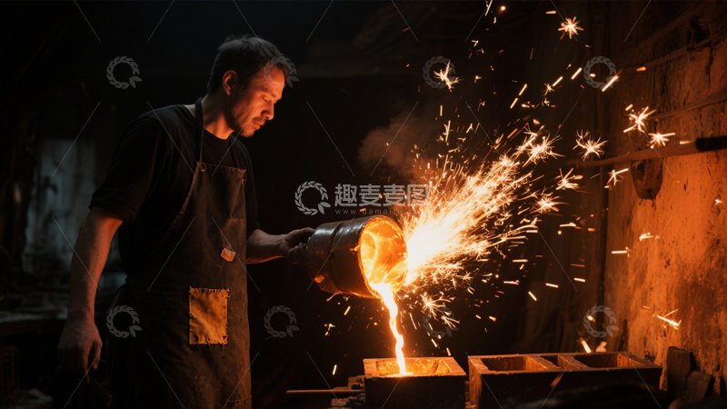 高清大图下载【趣麦麦图】铸火工匠力量瞬间