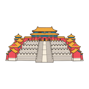 北京故宫卡通手绘插画