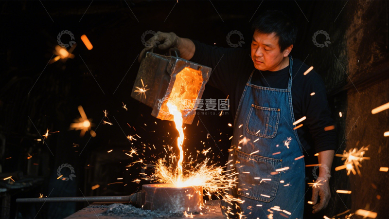 高清大图下载【趣麦麦图】铸火工匠力量瞬间1