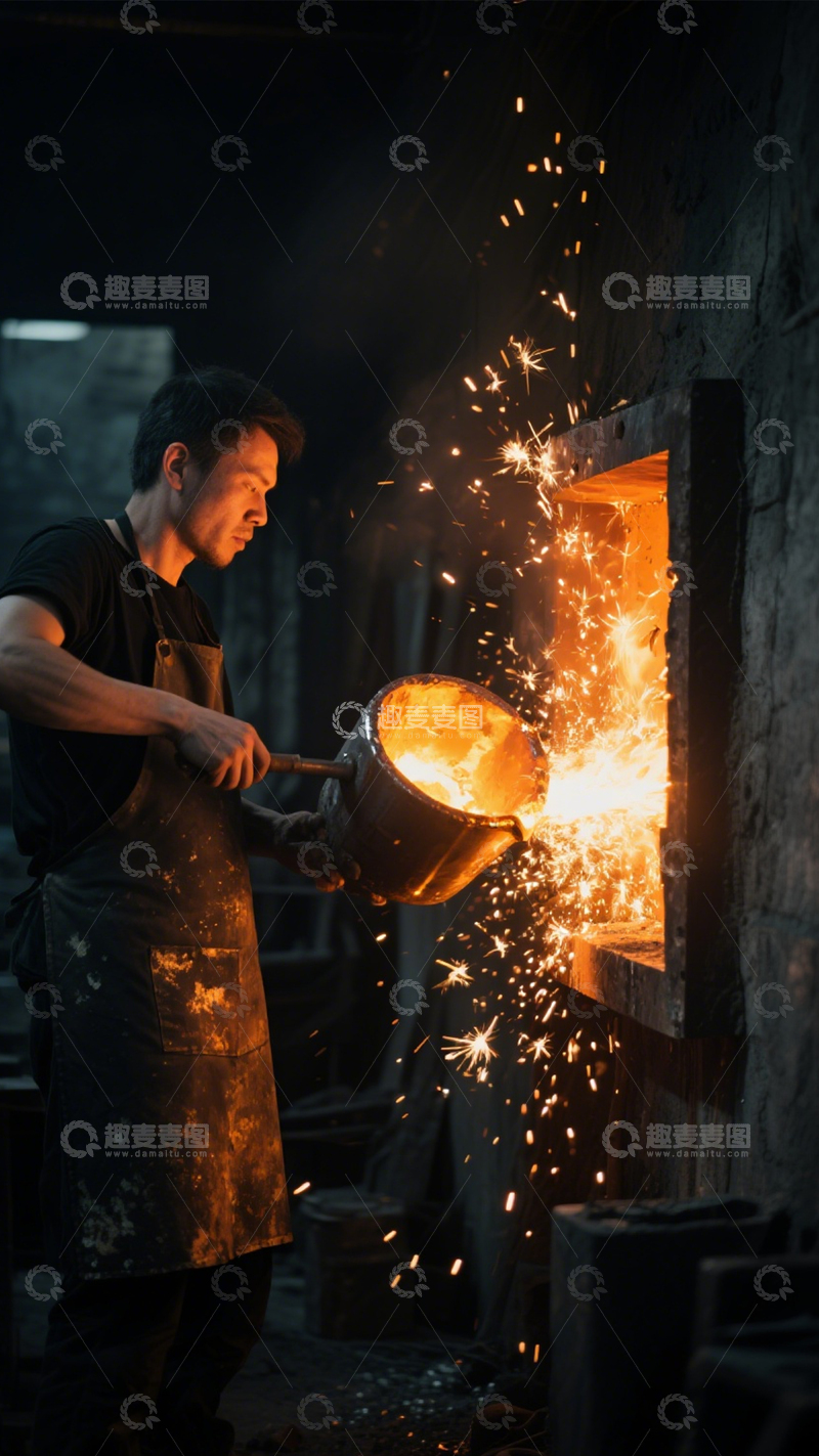 高清大图下载【趣麦麦图】铸火工匠力量瞬间2
