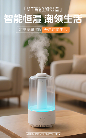 生活百货类营销带货加湿器电商竖版海报