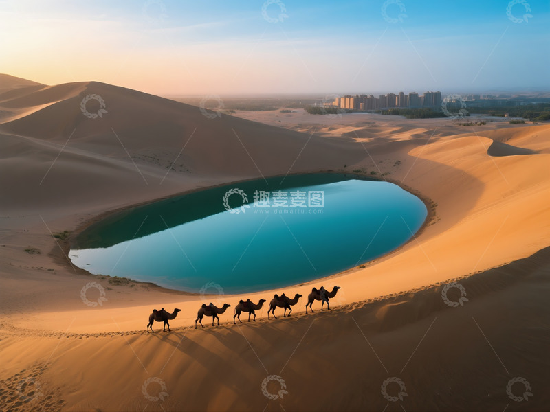 高清大图下载【趣麦麦图】俯瞰月牙泉翡翠湖水美景16