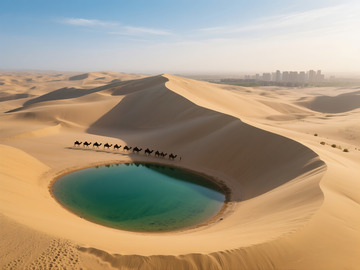 俯瞰月牙泉翡翠湖水美景8