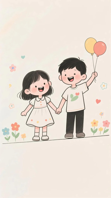 小孩童真手绘插画