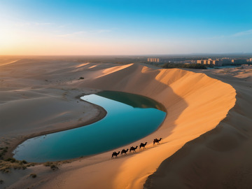 俯瞰月牙泉翡翠湖水美景21