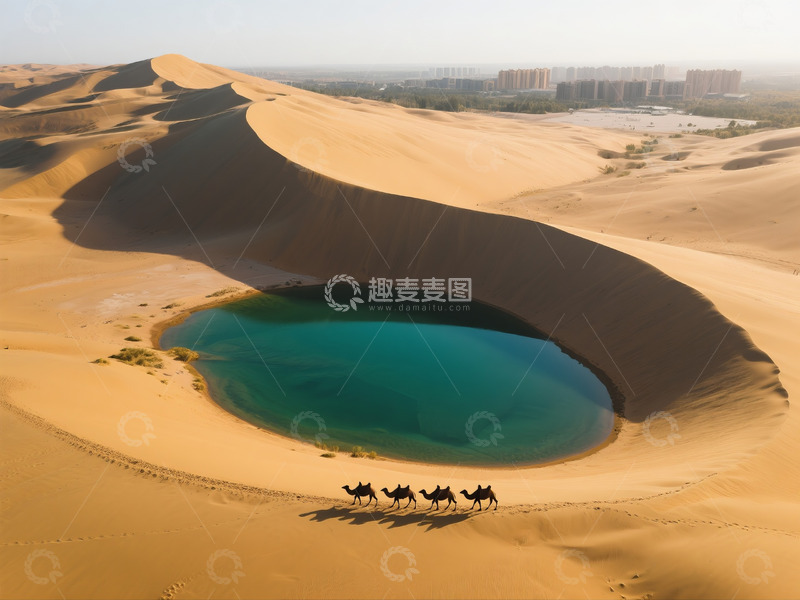 高清大图下载【趣麦麦图】俯瞰月牙泉翡翠湖水美景14