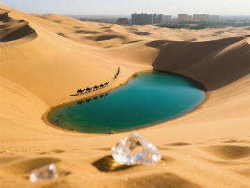 俯瞰月牙泉翡翠湖水美景22