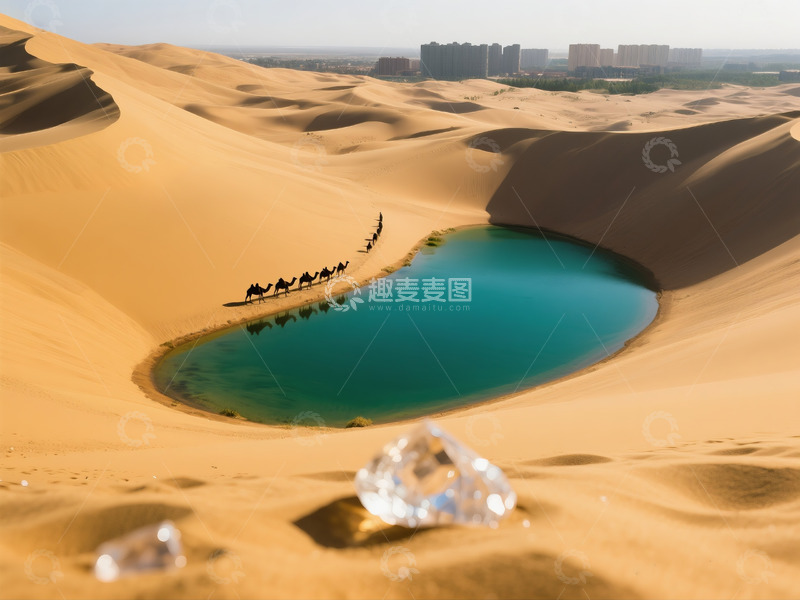 高清大图下载【趣麦麦图】俯瞰月牙泉翡翠湖水美景22