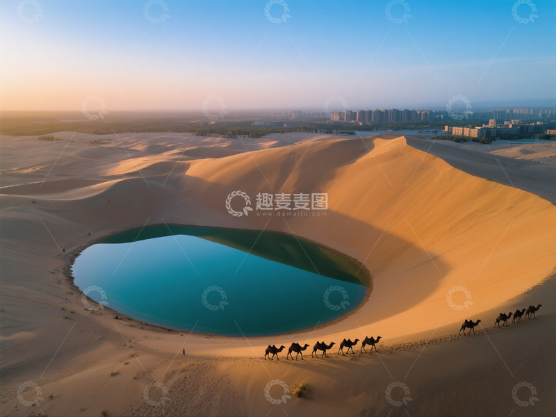 高清大图下载【趣麦麦图】俯瞰月牙泉翡翠湖水美景19