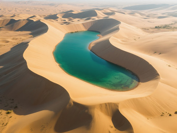 俯瞰月牙泉翡翠湖水美景3