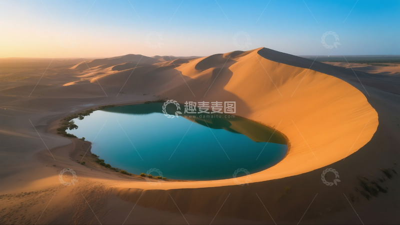 高清大图下载【趣麦麦图】俯瞰月牙泉翡翠湖水美景11