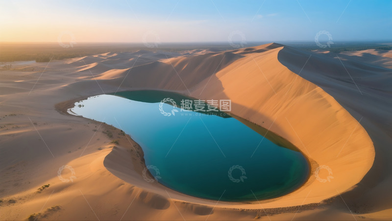 高清大图下载【趣麦麦图】俯瞰月牙泉翡翠湖水美景4