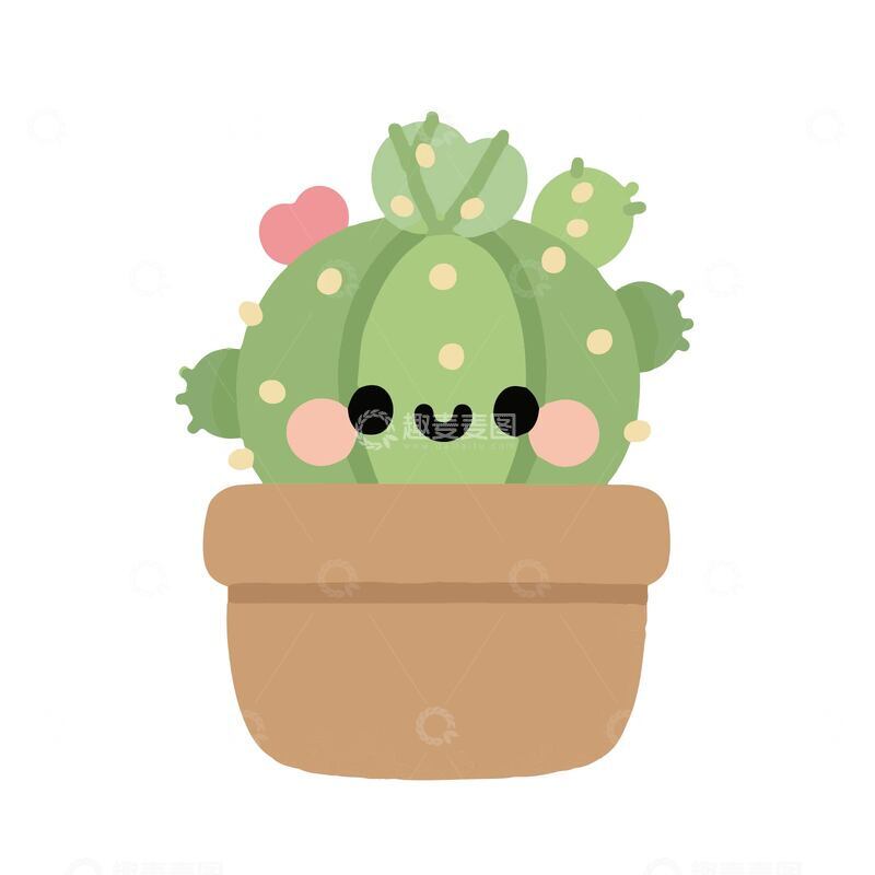 源文件下载【趣麦麦图】仙人球手绘插画