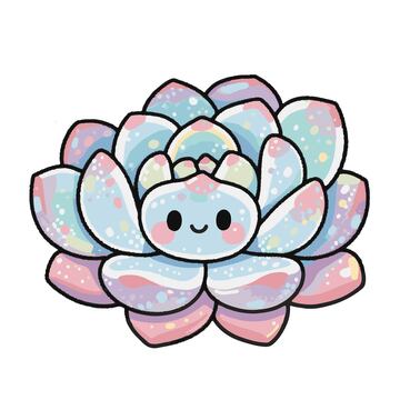 多肉植物手绘插画