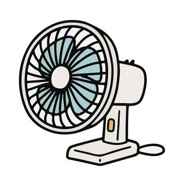 电风扇手绘插画蓝色