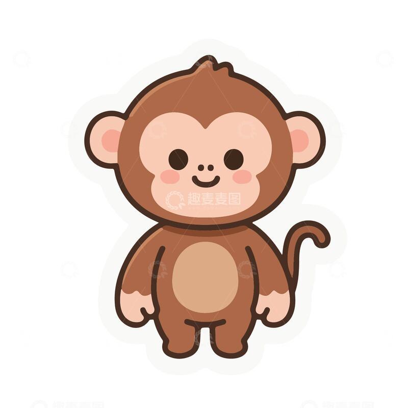 源文件下载【趣麦麦图】可爱小猴子卡通手绘