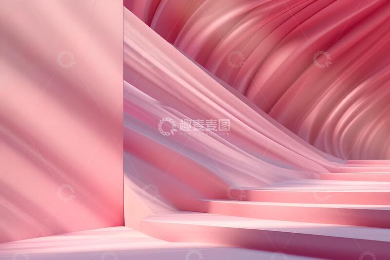 高清大图下载【趣麦麦图】粉色产品展台三维图形背景
