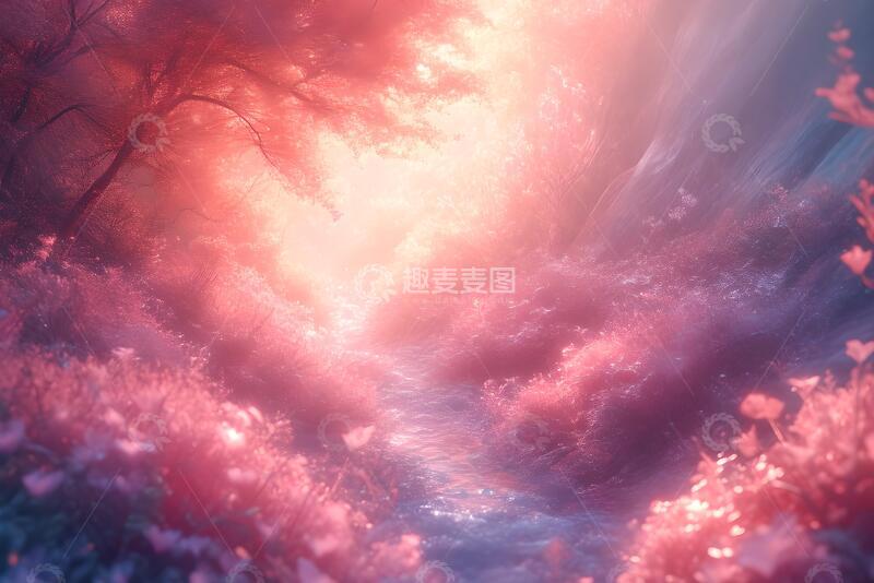 高清大图下载【趣麦麦图】粉色的梦幻唯美背景插画