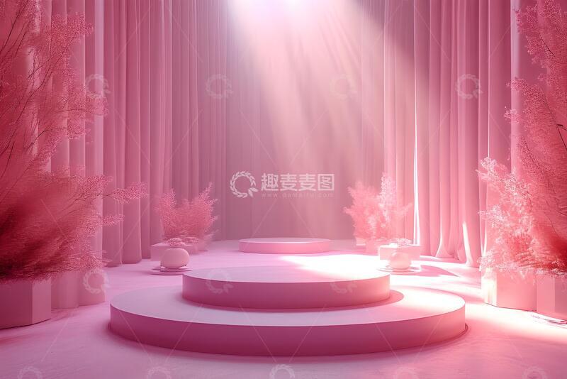高清大图下载【趣麦麦图】粉色产品展台三维图形