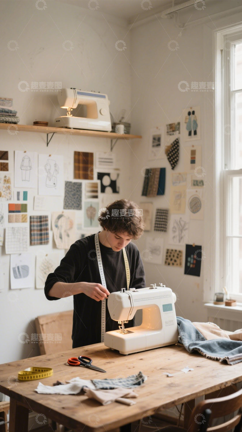高清大图下载【趣麦麦图】手工缝纫匠心专注1
