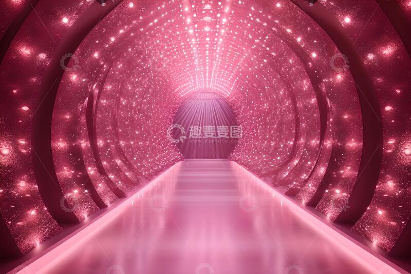 高清大图下载【趣麦麦图】粉色产品展台三维图形背景2