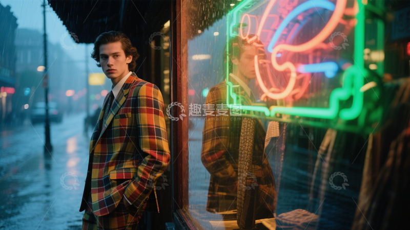 高清大图下载【趣麦麦图】雨夜街景复古氛围3