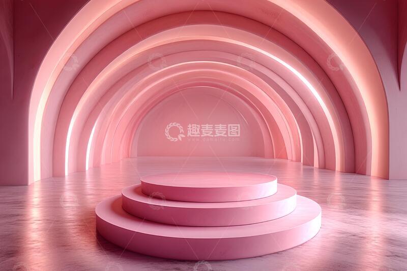高清大图下载【趣麦麦图】粉色产品展台三维图形1