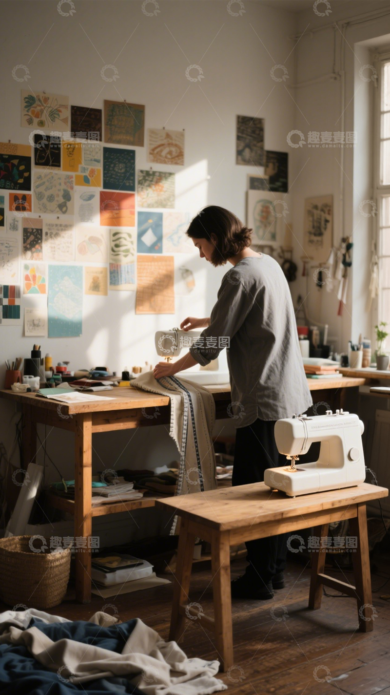 高清大图下载【趣麦麦图】手工缝纫匠心专注3