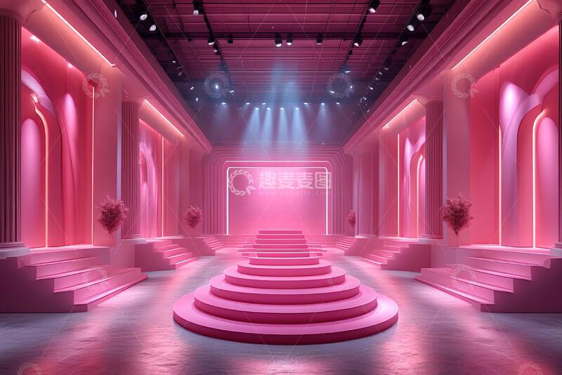 高清大图下载【趣麦麦图】粉色产品展台三维图形2