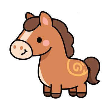 矮脚马手绘卡通可爱