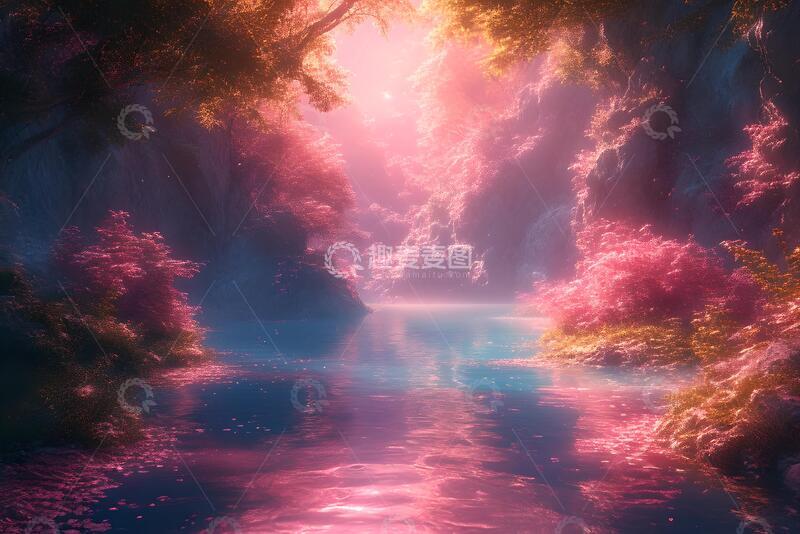 高清大图下载【趣麦麦图】粉色的梦幻唯美背景插画1