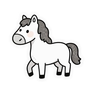 马儿手绘插画可爱卡通
