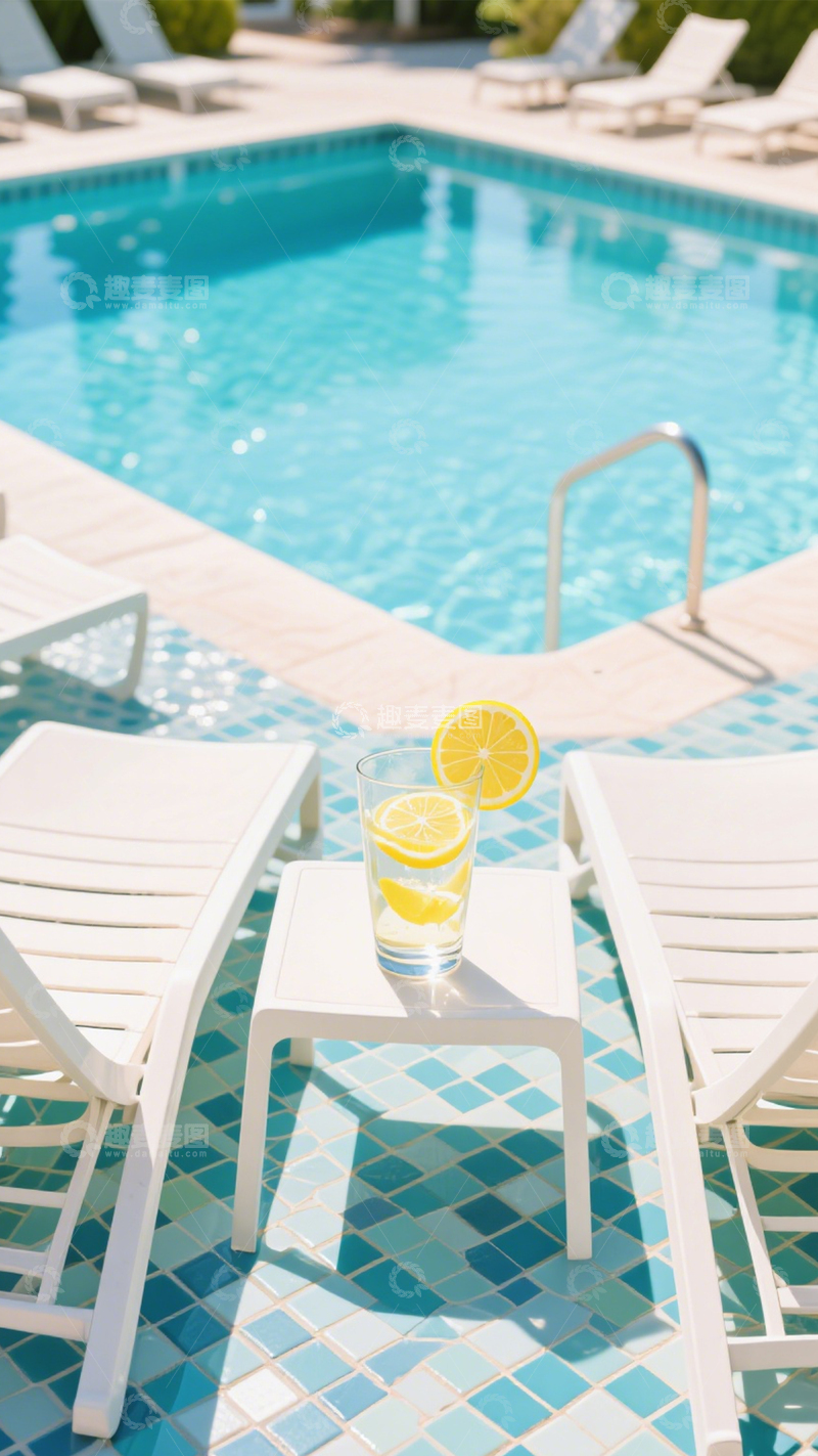 高清大图下载【趣麦麦图】泳池夏日闲适光影3