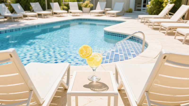 高清大图下载【趣麦麦图】泳池夏日闲适光影