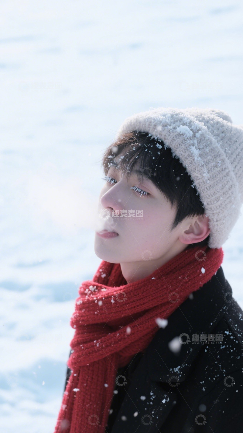 高清大图下载【趣麦麦图】雪景少年冬日治愈3