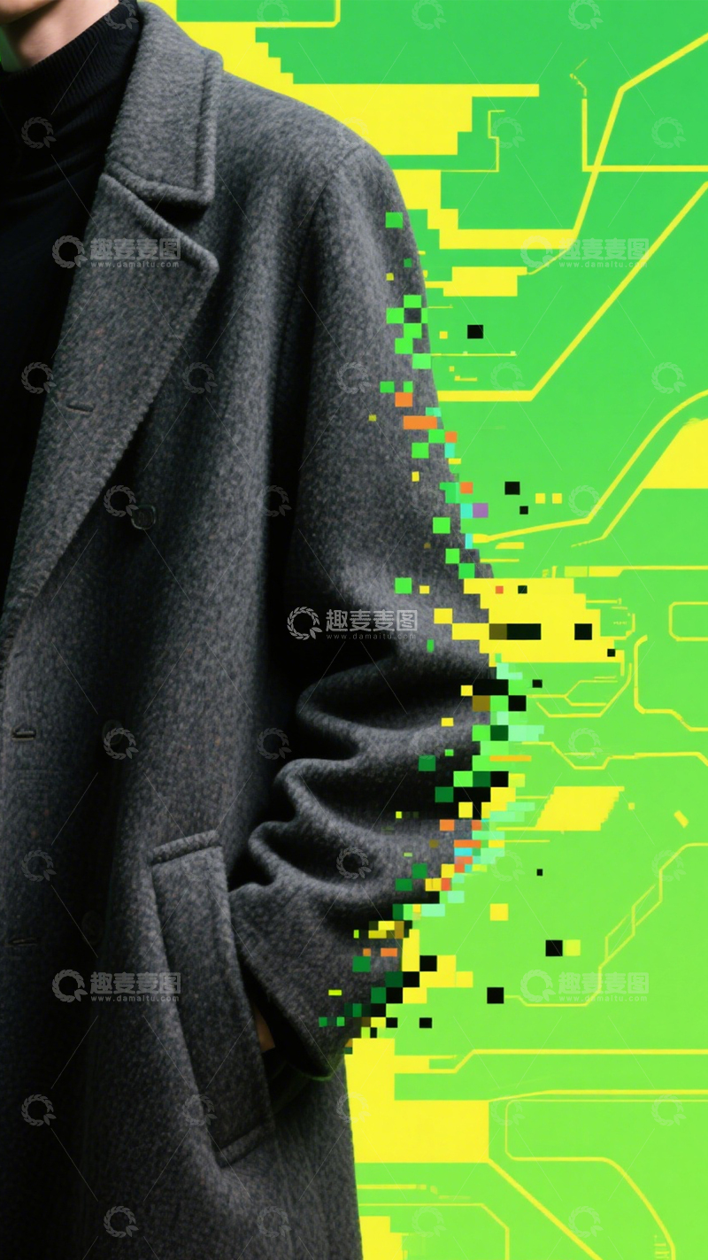 高清大图下载【趣麦麦图】像素大衣未来潮流