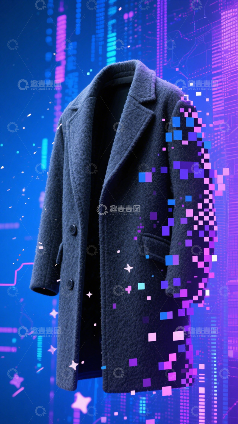 高清大图下载【趣麦麦图】像素大衣未来潮流1